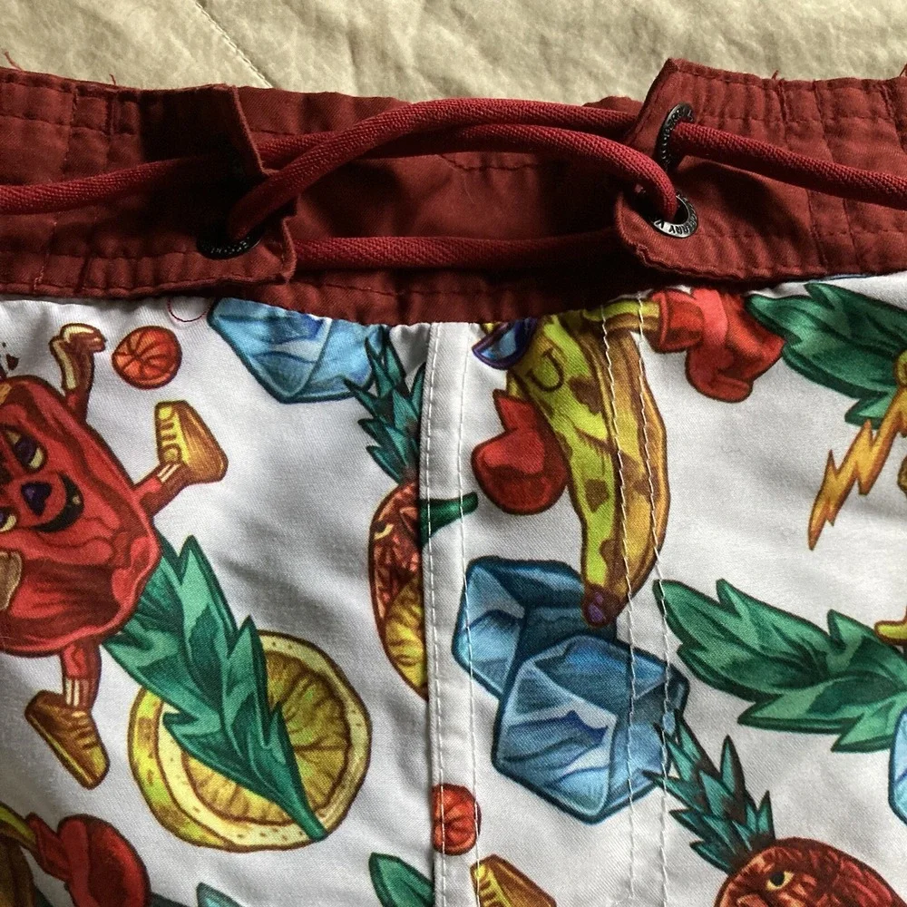 Veccoberry Man's Fruits Printed Board Shorts QuickDry Drawstring Size Medium